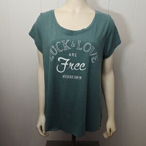Lucky Brand Teal 'Luck & Love' Tee
